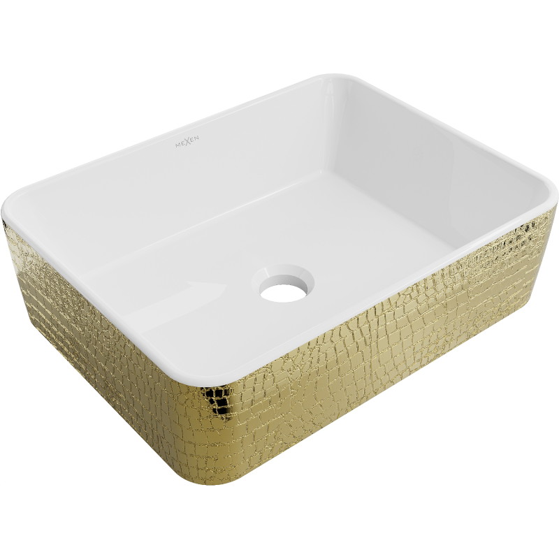 Mexen Catia 48 x 38 cm-es, fehér/arany, pikkely mintás pultra szerelhető mosdókagyló - 21314808