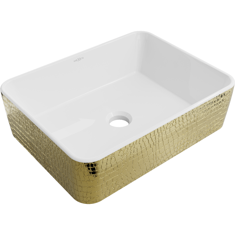 Mexen Catia chiuvetă pe blat 48 x 37 cm, albă/aurie model tip solzi - 21314808
