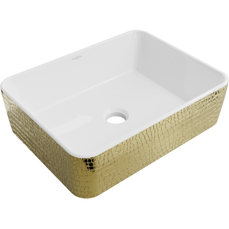 Mexen Catia 48 x 38 cm-es, fehér/arany, pikkely mintás pultra szerelhető mosdókagyló - 21314808