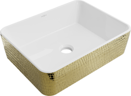 Mexen Catia chiuvetă pe blat 48 x 38 cm, albă/aurie model solzi - 21314808