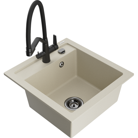 Mexen Vito egymedencés gránit mosogató Duo konyhai csapteleppel, bézs - 6503-69-671701-70-B
