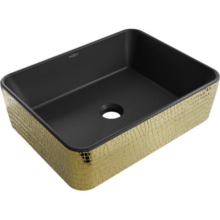 Mexen Catia chiuvetă deasupra blatului 48 x 37 cm, negru mat/model solzi aurii - 21314878