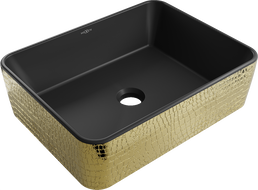 Mexen Catia chiuvetă pe blat 48 x 37 cm, Negru mat/aurie model tip solzi - 21314878