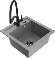 Mexen Vito 1-kamrás gránit mosogató Duo konyhai csapteleppel, szürke - 6503-71-671701-70-B