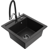 Mexen Vito chiuvetă din granit cu 1 compartiment și baterie de bucătărie Duo, negru/argintiu metalic - 6503-73-671701-07-B