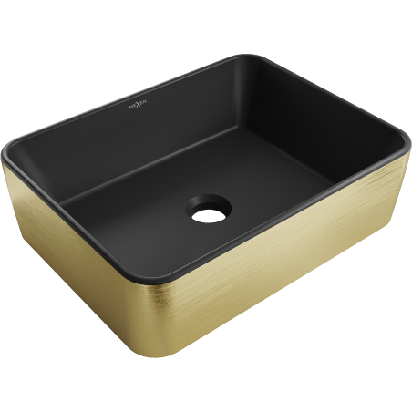 Mexen Catia chiuvetă de blat 48 x 37 cm, negru mat/auriu model linii - 21314877