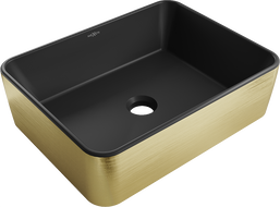 Mexen Catia chiuvetă pe blat 48 x 37 cm, Negru mat/aurie model tip linii - 21314877