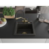 Mexen Vito chiuvetă de granit cu 1 compartiment cu baterie de bucătărie Duo, negru/auriu metalizat - 6503-75-671701-57-G