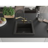 Mexen Vito chiuvetă de bucătărie din granit cu o cuvă și baterie Duo, negru/auriu metalic - 6503-75-671701-57-B