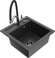 Mexen Vito gránit mosogató egy rekeszes konyhai csapteleppel Duo, fekete pöttyös - 6503-76-671701-07-B