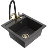 Mexen Vito chiuvetă de bucătărie din granit cu 1 compartiment și baterie Duo, negru cu pete - 6503-76-671701-57-G