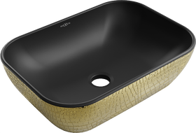 Mexen Rita mosdókagyló 45 x 32 cm, fekete matt/arany pikkelyminta - 21084578