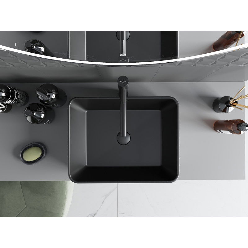 Mexen Catia chiuvetă de suprafață 48 x 37 cm, negru mat/model argintiu linii - 21314873