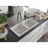 Mexen Mario chiuvetă granit 2-camere cu baterie de bucătărie Duo, alb - 6504-20-671701-07