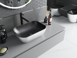 Mexen Rita 45 x 32 cm-es munkalapmosdó, fekete matt/ezüst vonal mintás - 21084573