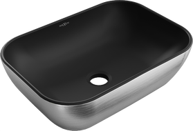 Mexen Rita chiuvetă de blat 45 x 32 cm, negru mat / model linii argintiu - 21084573