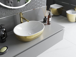 Mexen Viki lavoar pe blat 48 x 35 cm, alb/auriu model solz - 21054808