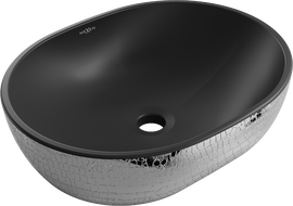 Mexen Viki asztali mosdókagyló 48 x 35 cm, fekete matt/ezüst pikkelymintás - 21054872