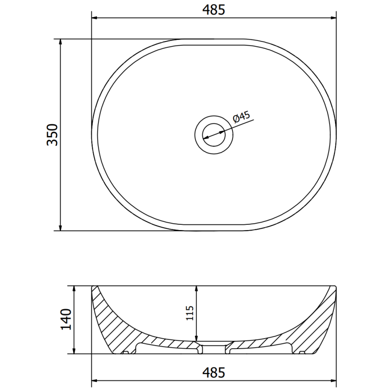 Mexen Viki lavoar deasupra blatului 48 x 35 cm, negru mat/model argintiu de solzi - 21054872