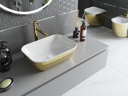 Mexen Rita lavoar pe blat 45 x 32 cm, alb/auriu cu model de solzi - 21084554