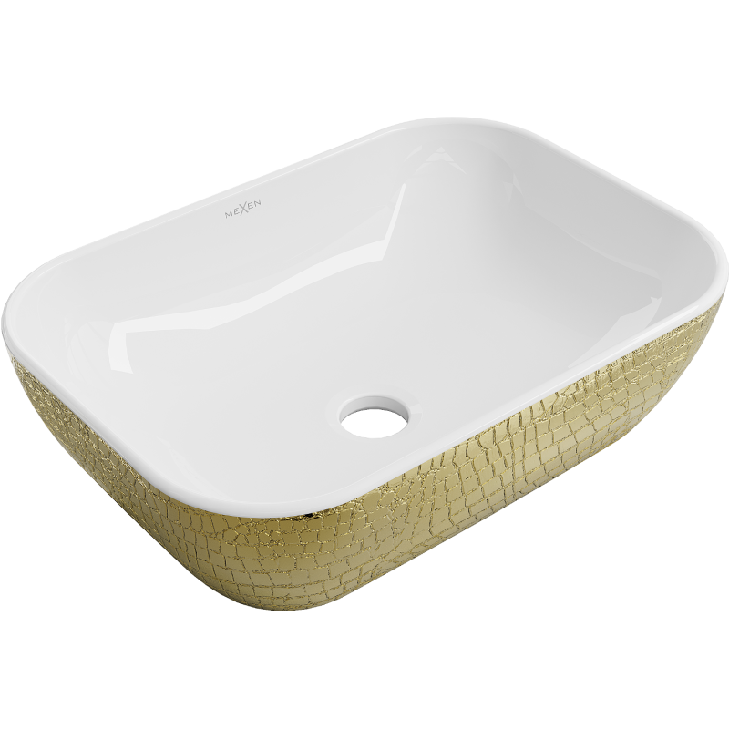 Mexen Rita lavoar pe blat 45 x 32 cm, alb/auriu cu model de solzi - 21084554