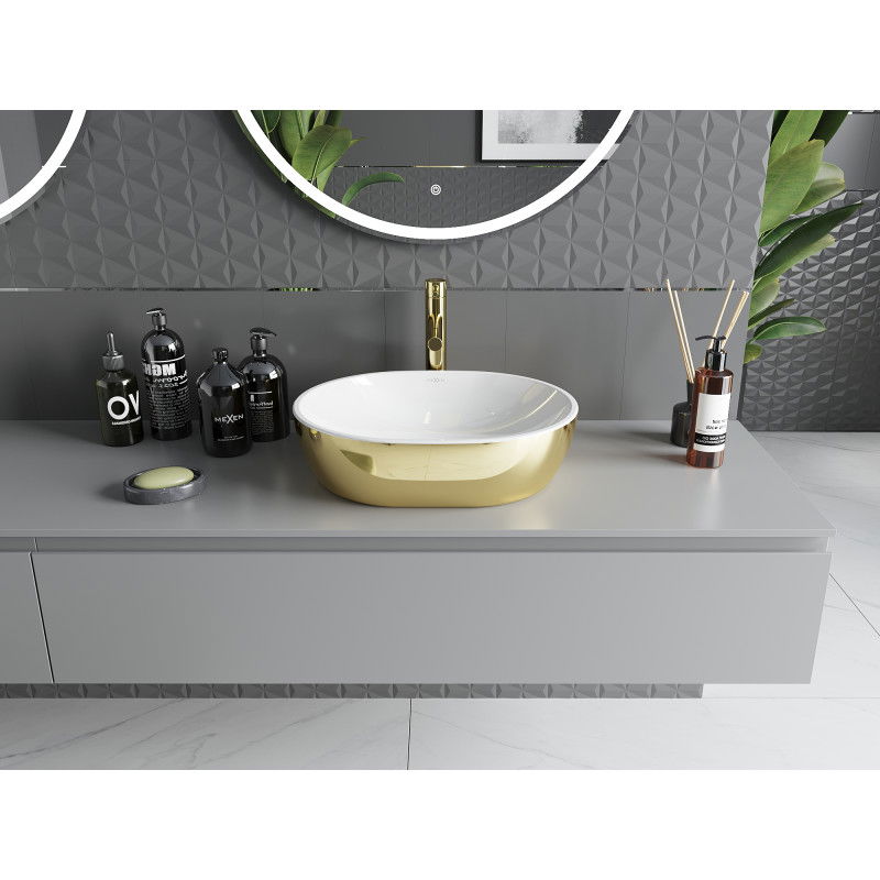 Mexen Viki lavoar deasupra blatului 48 x 35 cm, alb/auriu - 21054806