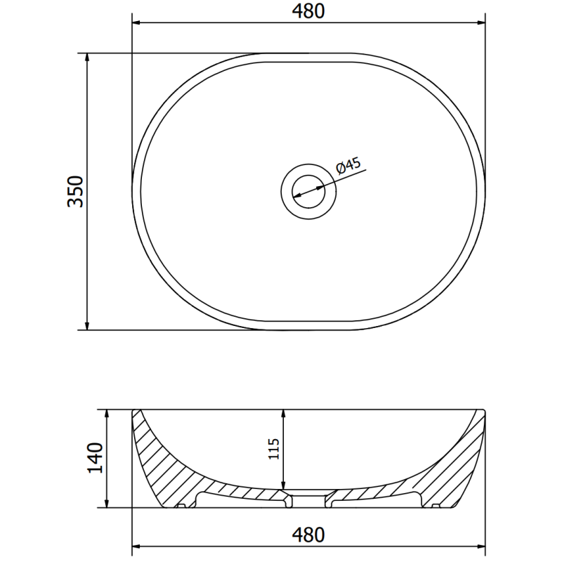 Mexen Viki lavoar pe blat 48 x 35 cm, alb/auriu model solz - 21054808