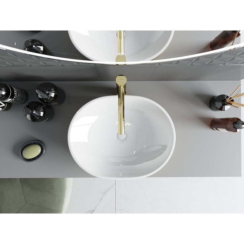 Mexen Viki lavoar pe blat 48 x 35 cm, alb/auriu model linii - 21054817