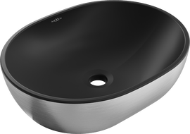 Mexen Viki chiuvetă de blat 48 x 35 cm, negru mat/model argintiu linii - 21054873