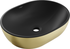 Mexen Viki chiuvetă deasupra blatului 48 x 35 cm, negru mat/decor auriu linii - 21054877