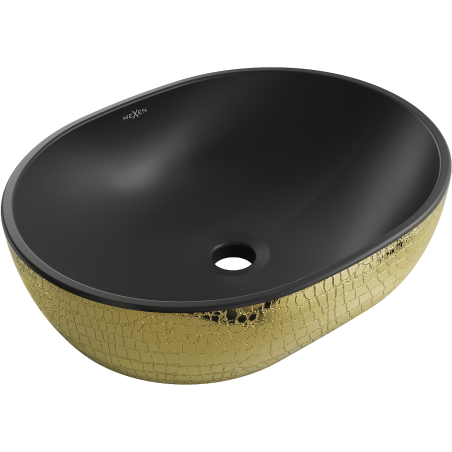 Mexen Viki 48 x 35 cm-es asztali mosdókagyló, fekete matt/arany pikkelyminta - 21054878