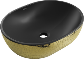 Mexen Viki chiuvetă de blat 48 x 35 cm, negru mat/model auriu solzi - 21054878