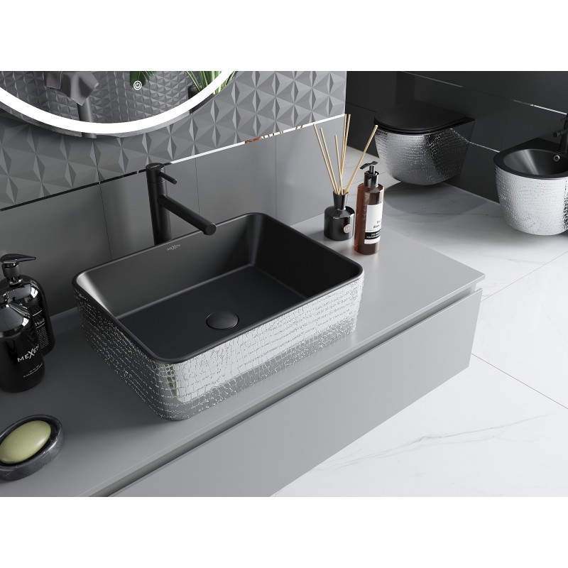 Mexen Catia chiuvetă pe blat 48 x 37 cm, negru mat/model argintiu - 21314872