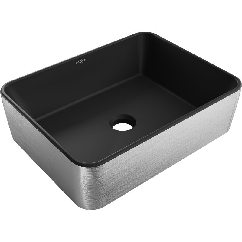 Mexen Catia chiuvetă de suprafață 48 x 37 cm, negru mat/model argintiu linii - 21314873