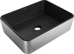 Mexen Catia chiuvetă pe blat 48 x 37 cm, Negru mat/argintie model tip linii - 21314873