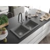 Mexen Mario chiuvetă granit 2-compartimente cu baterie de bucătărie Duo, gri - 6504-71-671701-07