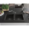 Mexen Mario chiuvetă din granit cu 2 compartimente cu baterie de bucătărie Duo, negru/auriu metalizat - 6504-75-671701-07-B