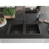 Mexen Mario chiuvetă granit 2-camere cu baterie bucătărie Duo, negru/auriu metalizat - 6504-75-671701-70-B