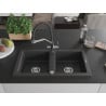 Mexen Mario chiuvetă granit 2-camere cu robinet bucătărie Duo, negru pătat - 6504-76-671701-07