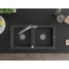 Mexen Mario Chiuvetă de granit cu 2 compartimente și baterie de bucătărie Duo, Negru cu picățele - 6504-76-671701-07