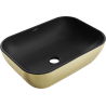 Mexen Rita chiuvetă de blat 45 x 32 cm, negru mat/model linii aurii - 21084577