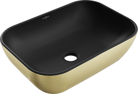 Mexen Rita chiuvetă de blat 45 x 32 cm, negru mat/model linii aurii - 21084577