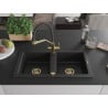 Mexen Mario chiuvetă de bucătărie din granit cu 2 compartimente cu baterie Duo, negru - 6504-77-671701-57-G