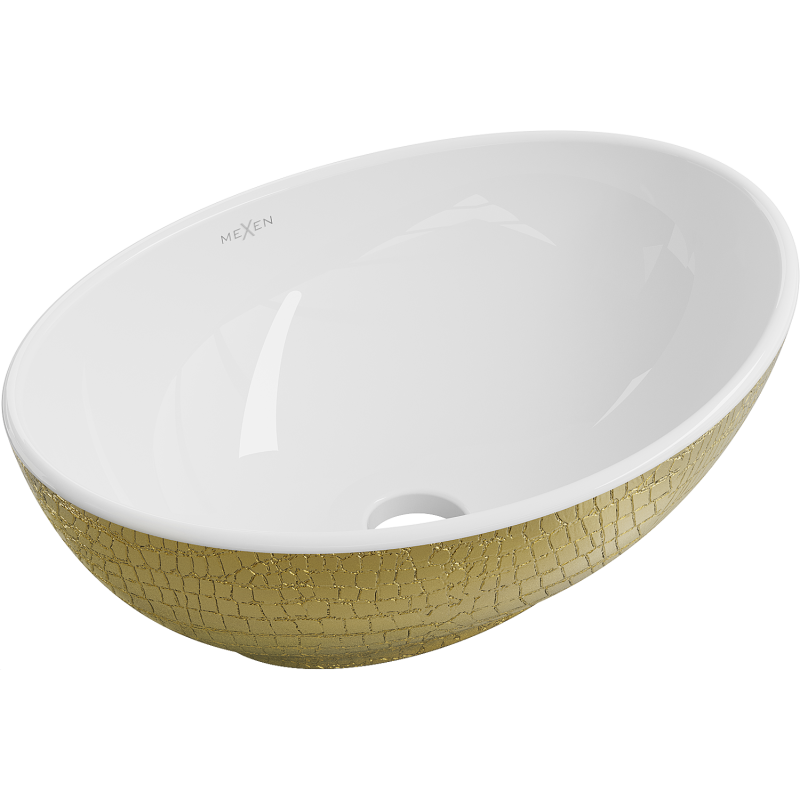 Mexen Elza lavoar pe blat 40 x 33 cm, alb/auriu model solzi - 21014008
