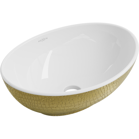 Mexen Elza lavoar pe blat 40 x 33 cm, alb/auriu model solzi - 21014008