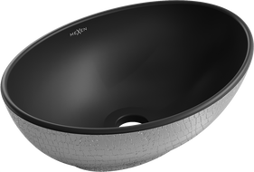 Mexen Elza lavoar pe blat 40 x 33 cm, negru mat/model argintiu solzi - 21014022