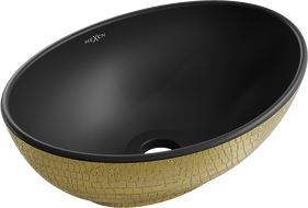 Mexen Elza chiuvetă pe blat 40 x 33 cm, negru mat/model auriu solzi - 21014028