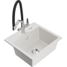 Mexen Milo chiuvetă de granit cu 1 cuvă și baterie de bucătărie Duo, alb - 6505-20-671701-07
