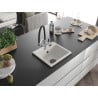 Mexen Milo chiuvetă de granit cu 1 compartiment și baterie de bucătărie Duo, Albă - 6505-20-671701-07-B