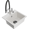 Mexen Milo chiuvetă de bucătărie granit 1-cu compartiment cu baterie Duo, albă - 6505-20-671701-07-B